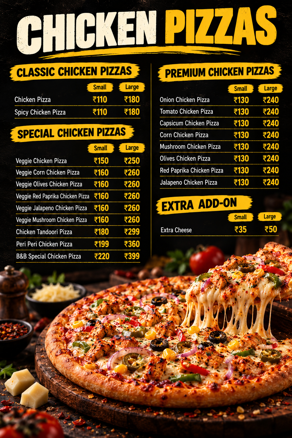 Chicken Pizza Menu