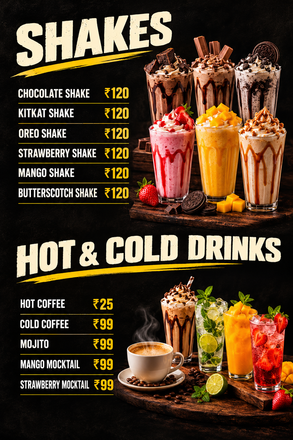 Shakes Menu